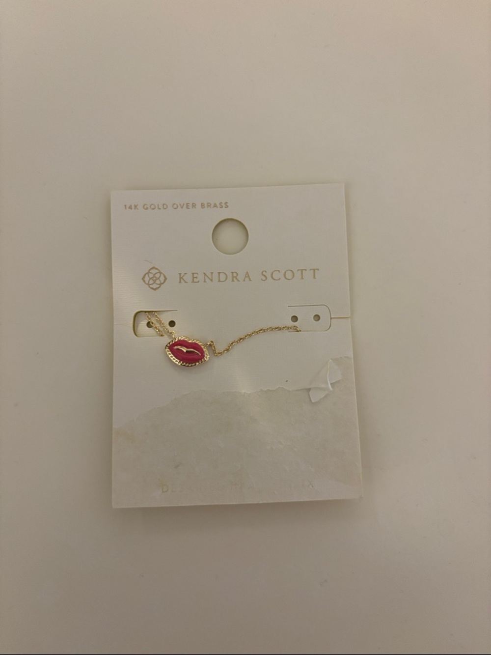 Kendra Scott Gold Chain Necklace with Pink Lip Pendant